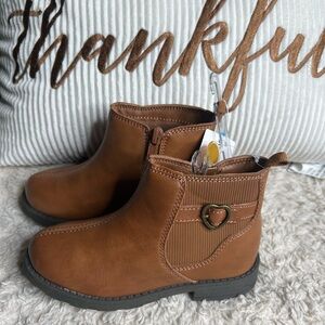 Brown Ankle Boots with Heart Detail
